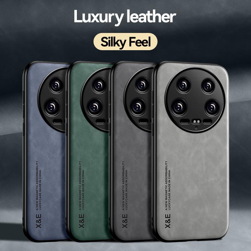 For Xiaomi 14 Ultra Case Xiaomi Mi 14 Ultra Capas Leather Silicone Protect Funda Xiaomi14 Mi 14 Ultra Car Magnetic Holder Cover
