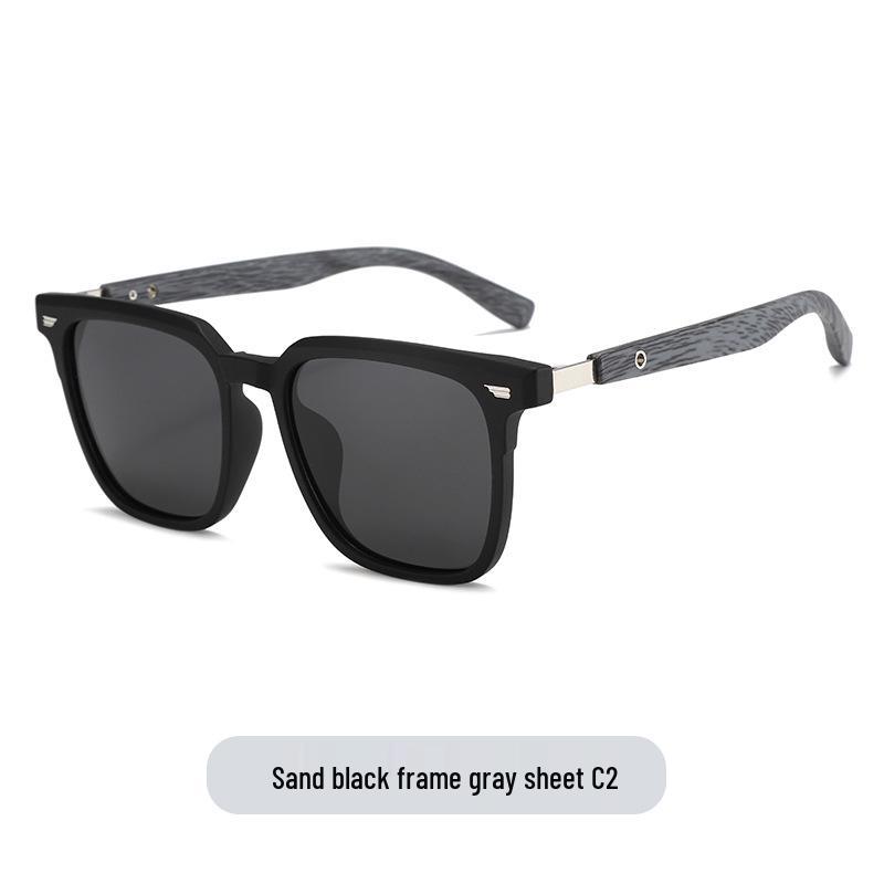 Polarized Square Sunglasses with UV Protection and Wood Grain Legs (Model P891876)