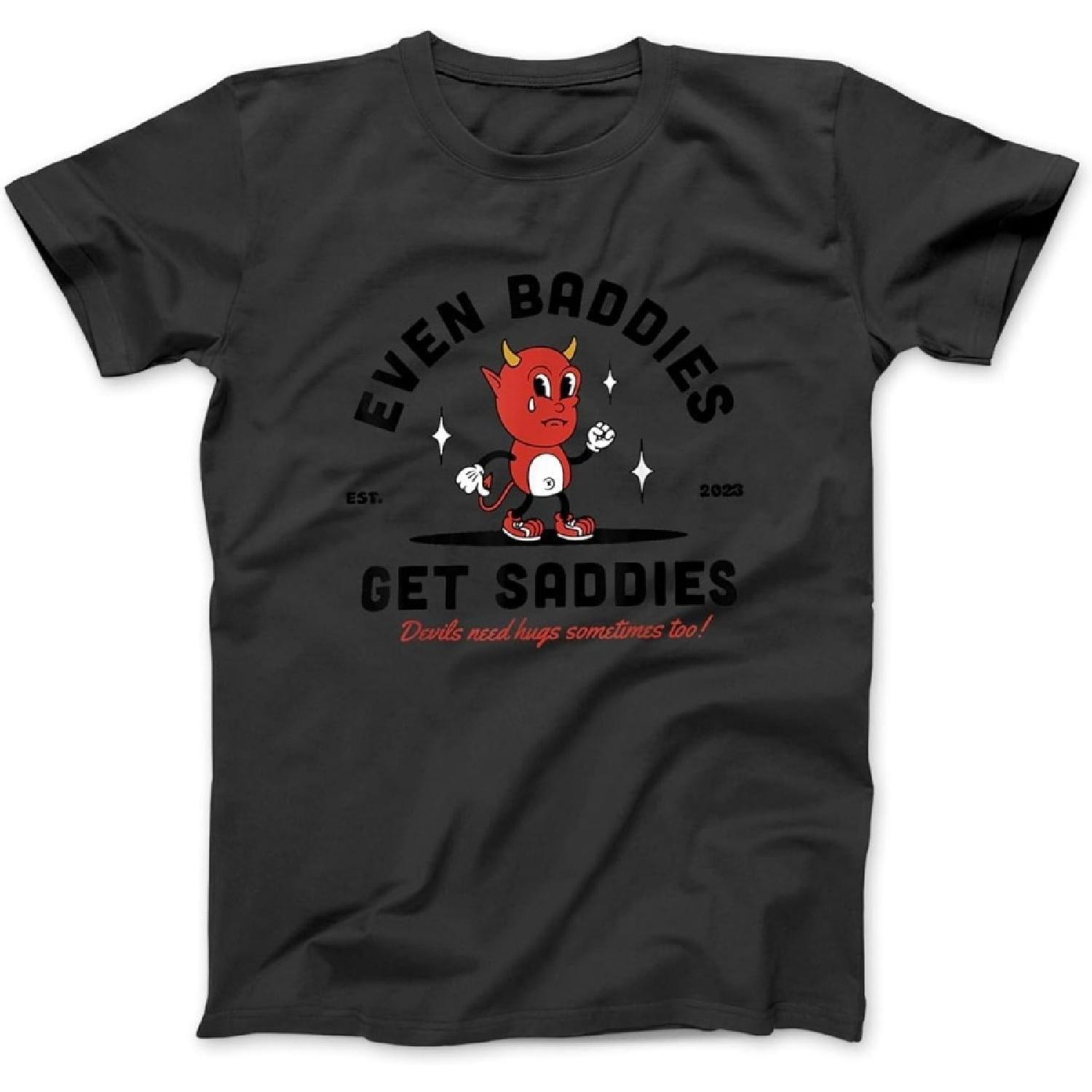 

Even Baddies get saddies Devils Need hugs Sometimes Too T-Shirt, Sweatshirt, Hoodie for Men Women Kids Made in Canada Black XXXXXL різнокольоровий
