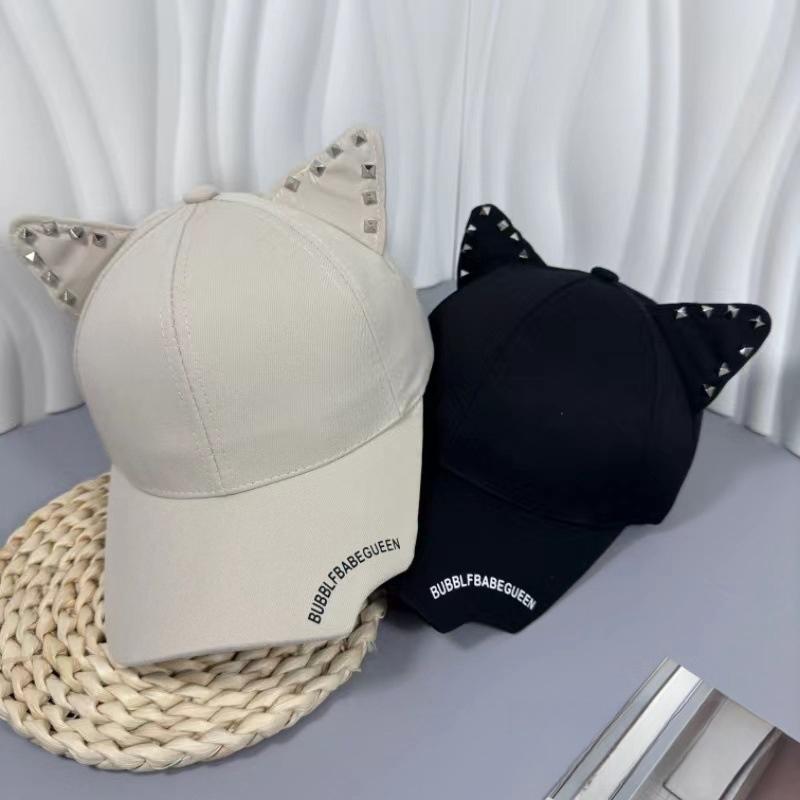 New Men'S And Women'S Fashion Cute Riveted Cat Ear Baseball Cap Personality Sunshade Sunscreen Cap