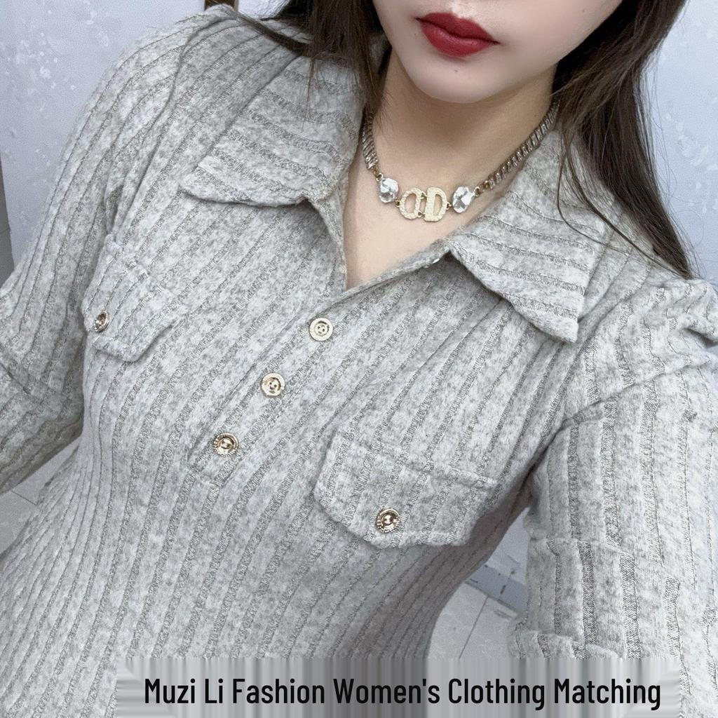 Plus Size Half-Open Collar Long Sleeve Women's Shirt - Autumn/Winter Style: Fashionable, Versatile, and Slimming.