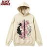 T450 Japanese Cherry Blossom Print 100% Cotton Men Women Hoodie Summer Autumn Daily Outdoor Sports Casual Loose Street Pullover
