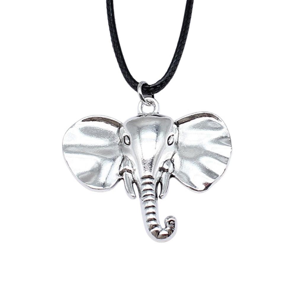 Running Horse Pendant Elephant Necklace Equestrian Western Jewelry With 45cm Leather Chain