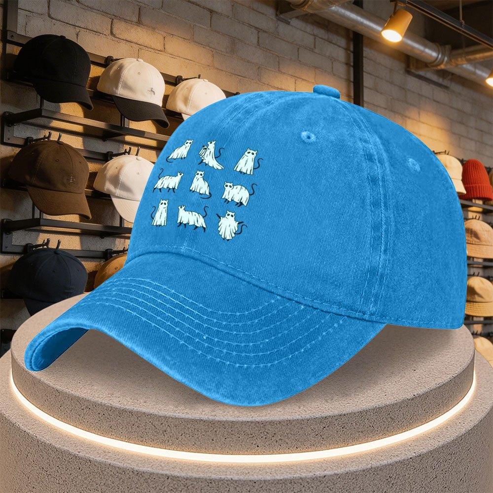 Adjustable Duckbill Baseball Cap With Cat Print Casual Outdoor Party Daily Wear Hat Hand Washable Multicolor