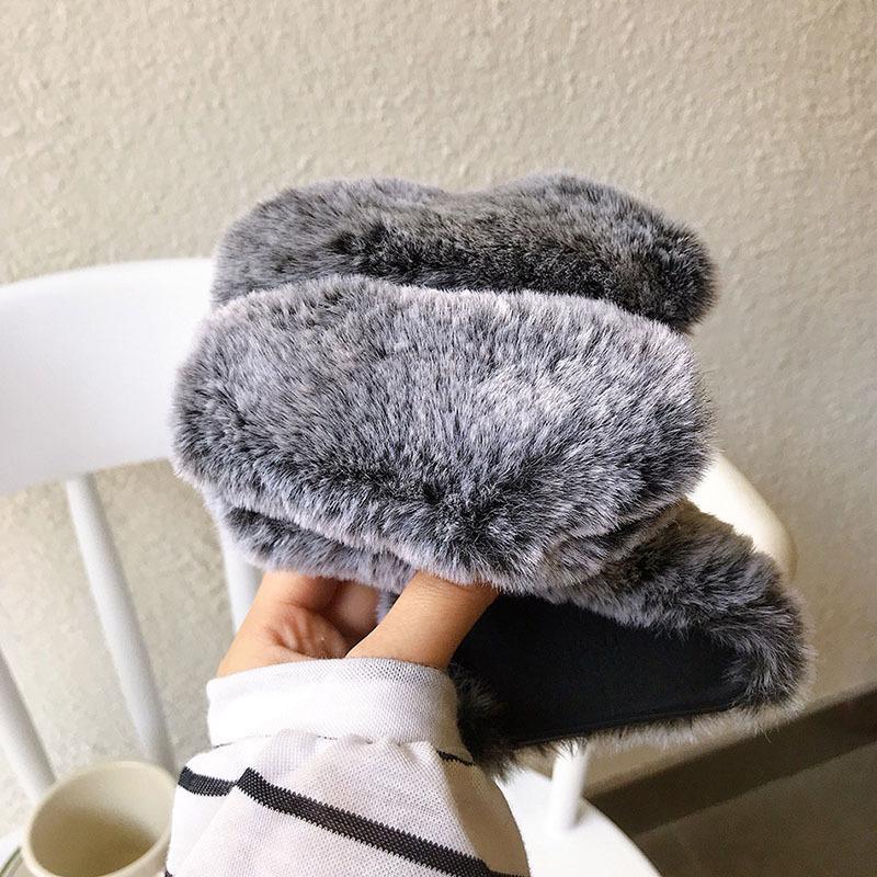 JAVY Plush Rabbit Cute Warm Phone Case Fur Cover For Iphone 17 Pro Max 16 16e 15 14 13 12 11 X XR XS 13 Mini Furry Fluffy Cover