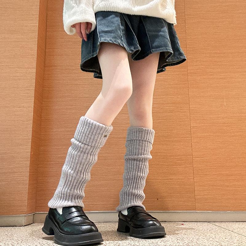 Luochi Women's White Knit Leg Warmers - Y2K Style Slouch Socks for Autumn/Winter