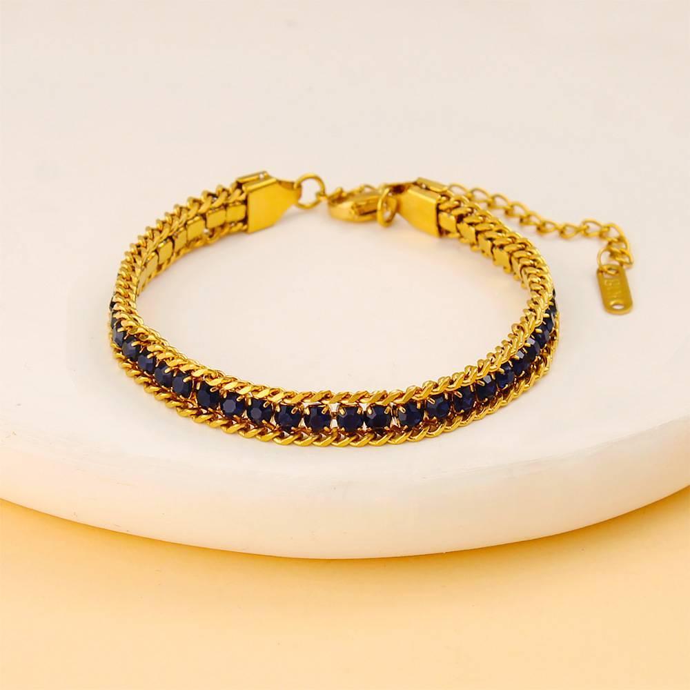 Pulsera en Capas de Acero Inoxidable y Oro de 18 Quilates con Circonita: Joyería Colorida y Versátil para Mujer