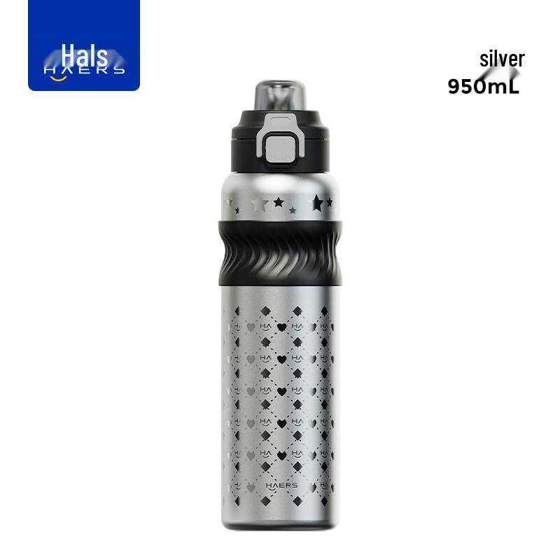 HAERS Dual-Drink Stainless Steel Sports Water Bottle