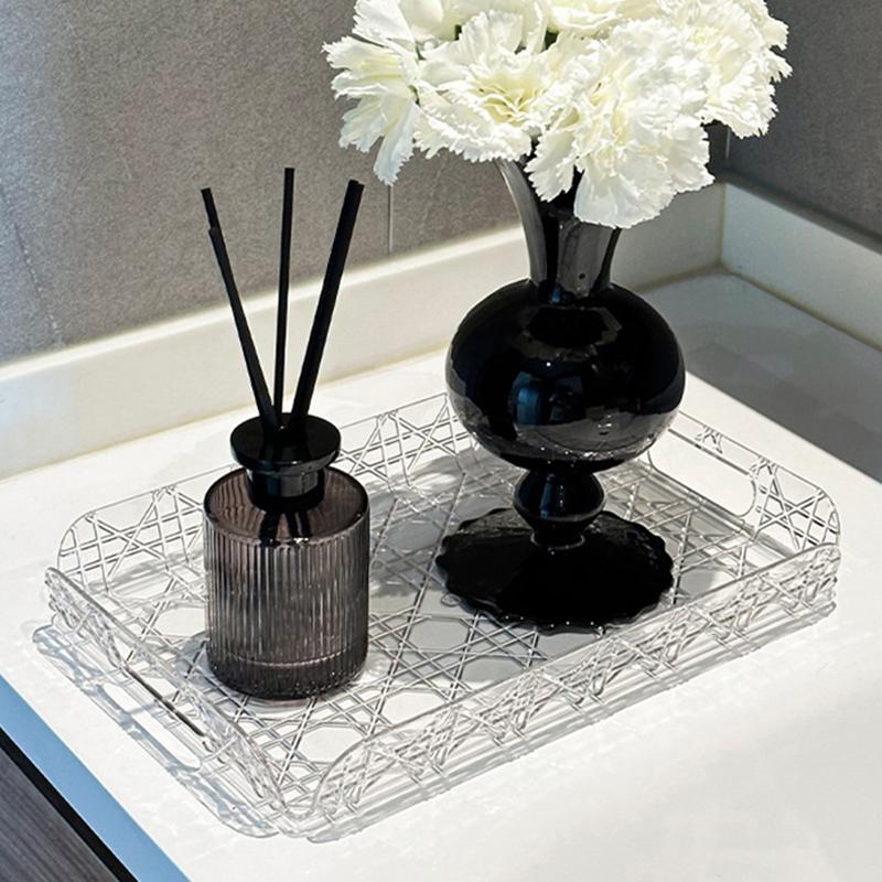 Household Rectangular Storage Tray Cup Water Cup Storage Tea Tray Light Luxury High-End High Aesthetic Tea Set Home Decoration