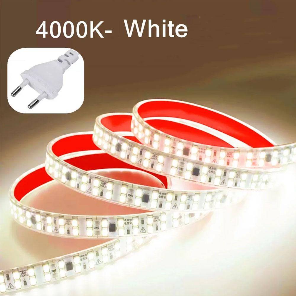 Taśma LED 30M-0.5M 2835 AC 220V Z wtyczką EU IP68 Wodoodporna 3000K/4000K/6000K 12MM Elastyczna Cięta Miękka Taśma 240LED/M