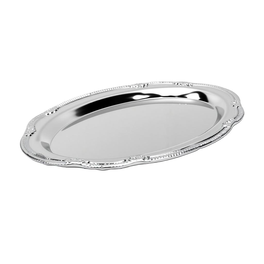 Silver Engraved Tray Vintage Dessert Plate Multi Purpose Serving Tray for Cake Fruit Jewelry Display