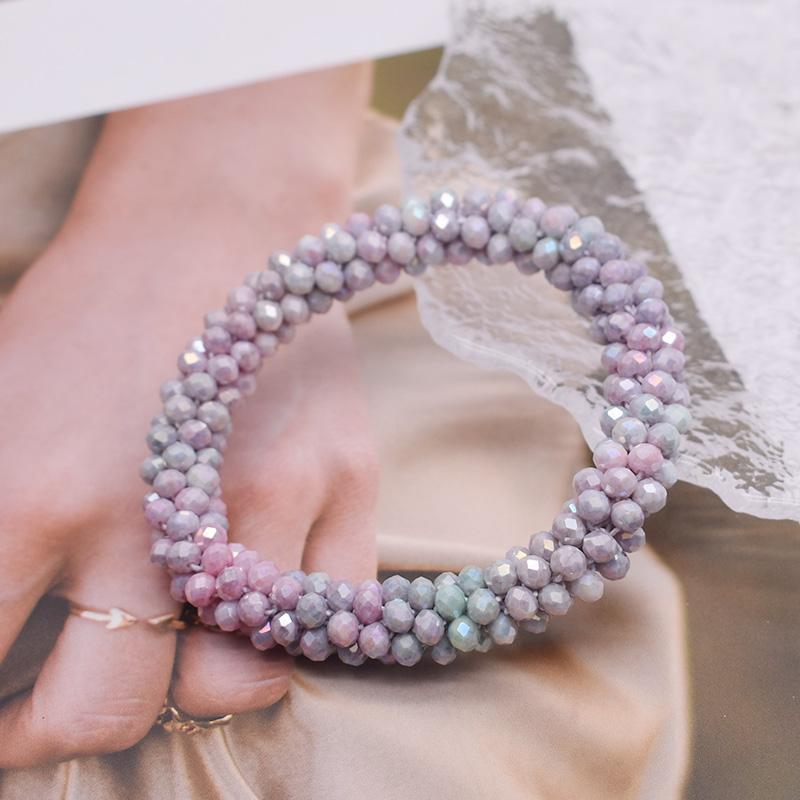 Trendy Bead Bracelet Elastic Handmade Strand Bracelets for Women Gift New Hair Accessory Glass Beads Bracelet