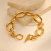 Chunky Stainless Steel Chain Bracelet For Women, Gold Plated Stackable Link Bracelet Wristband, Waterproof Jewelry