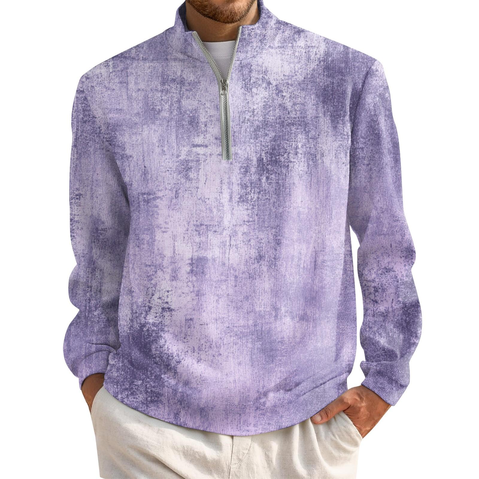 

Мужской короткий пуловер на молнии с высоким воротником и длинными рукавами XXXL фиолетовый