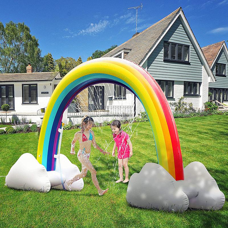 Inflatable Rainbow Arch Sprinkler for Kids - Outdoor Water Play Toy and Lawn Game 