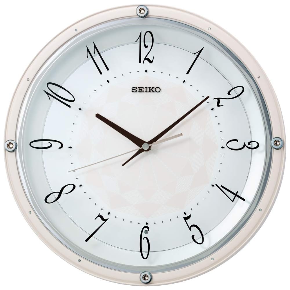 Seiko Clock Wall Clock, Light Pink, Diameter 33.0 x 5.0 cm, Radio Controlled, Analog, KX257P
