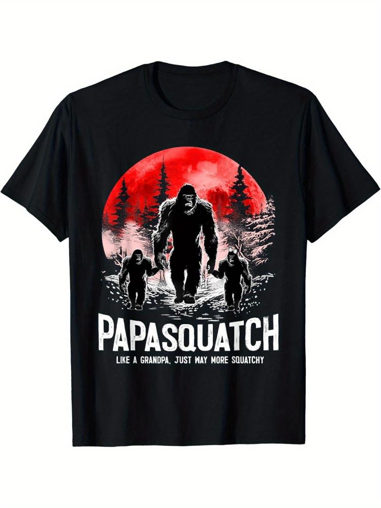 Papasquatch Like A Grandpa Just Way More Squatchy Funny PAPA Gift design100 cotton Oneck printed mens Tshirt