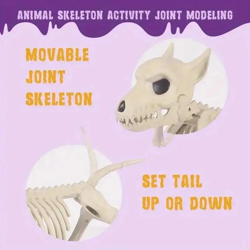 Halloween Skeleton Decoration Props Simulation Animal Model Skeleton Wolf Skeleton Indoor Outdoor Garden Halloween Decoration