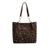 PU Leather Leopard Print Shoulder Bag Zipper Closure Tote Bag Chain Strap Handbag  Commuting