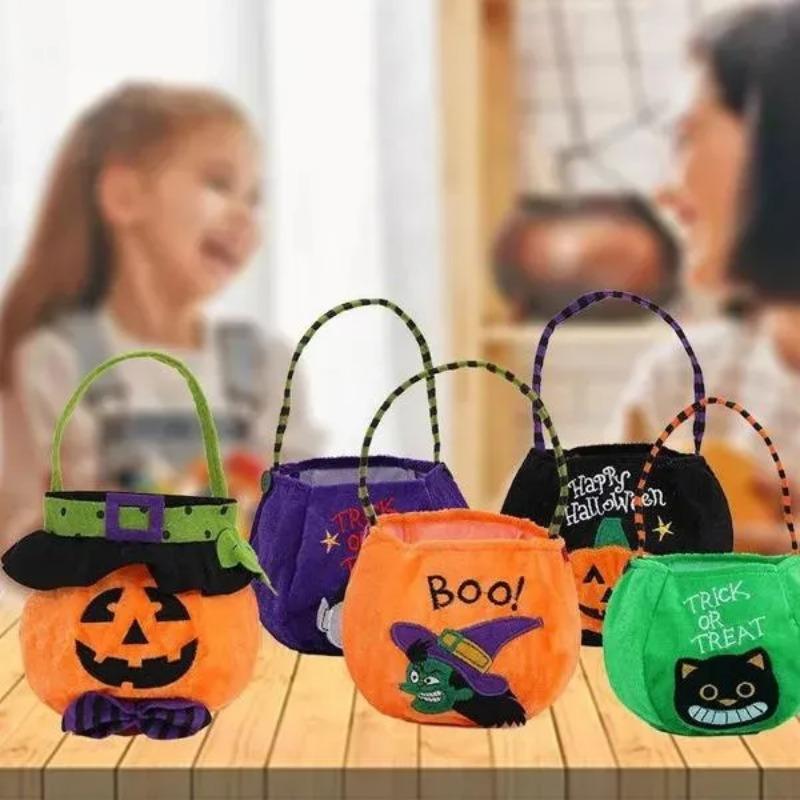 Bolsa de abóbora portátil de Halloween, doces ou travessuras, bolsa de doces para crianças, presente de feliz dia das bruxas, mochila de abóbora, bolsa de ombro