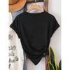 Womens Back To School Printed Round Neck Casual Short Sleeve T Shirt