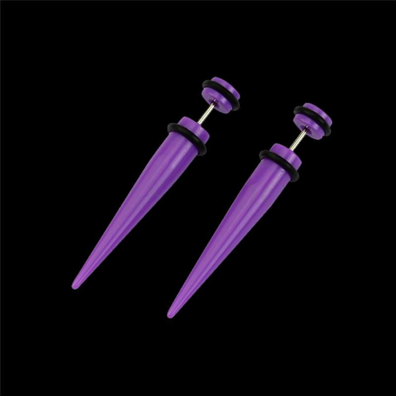 Long Cone Acrylic Perforation Stud Earring Fake Ear Expender Plugs Piercing