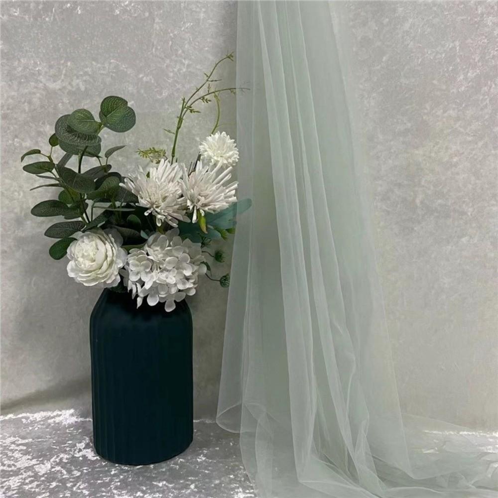 160X100cm Soft Tulle Fabric Green Yarn Transparent Tulle Net Fabric Solid Color Rose Flower Pattern Soft Mesh Tulle