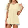Women's Casual Fashion Round Neck Color Pleated Short Sleeve T,shirt Top