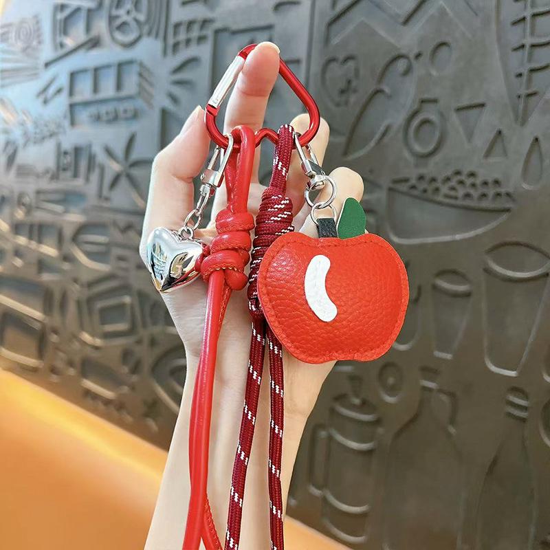 Creative leather apple bag pendant keychain exquisite and cute fruit cotton pendant bag accessories small gifts