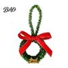 Handmade Wreath Ornaments Mini Christmas Ornament, Miniature Artificial with Bow, Decor Pinecone, Xmas Tree Hanging for Holiday Party Favors