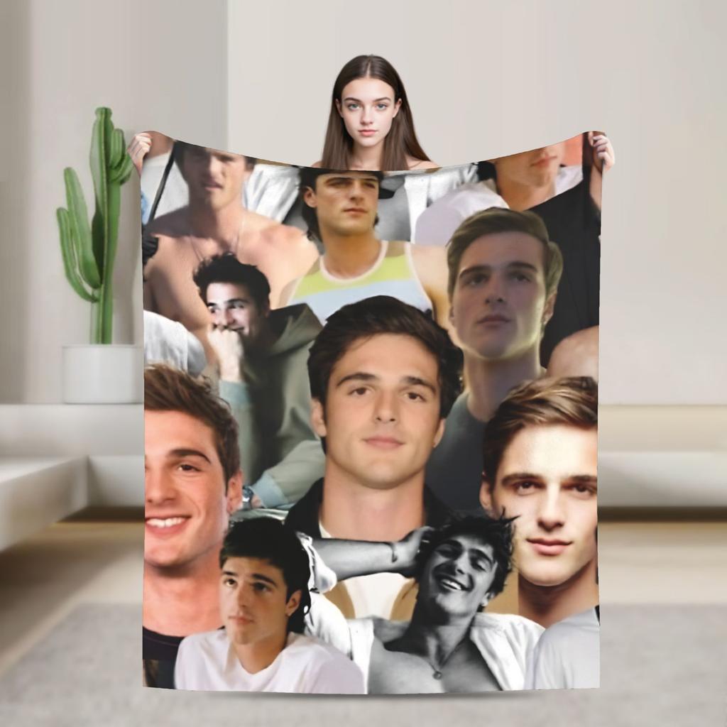 Jacob Elordi Schauspieler Porträt Decke Picknick Flanell Bettwäsche Überwürfe Für Heimdekoration Weich Warm Design Qualität Tagesdecke Geschenkidee