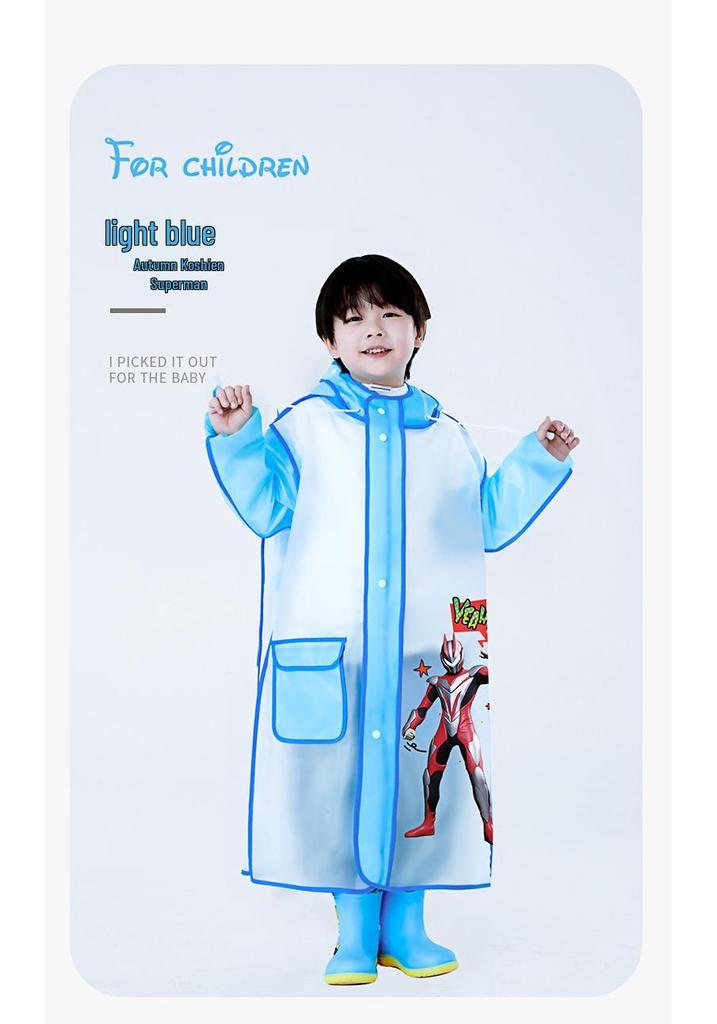 Children's Cartoon Raincoat with Backpack Slot - Large, Full-Body for Primary Students