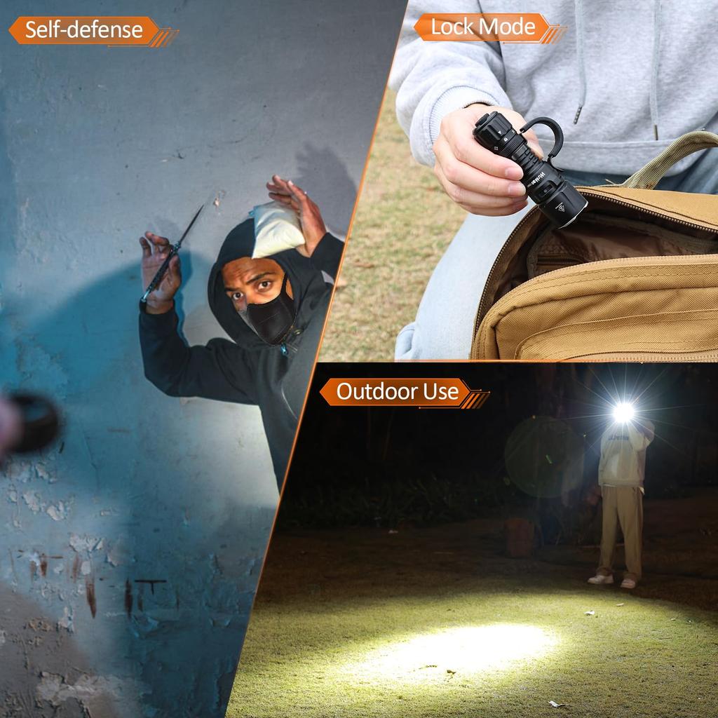 Wurkkos TD07 Tactical Flashlight, USB-C Rechargeable Flashlight, 1300 High Lumens EDC Flashlight, TurboStrobe Instantaneous, IP68 Waterproof, 6