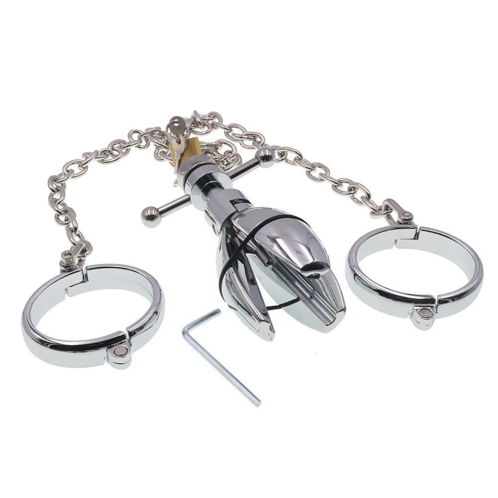 Metal Bracelet with Opening and Closing Butt Plug Combination Suit Sex Toys Sex Tools Men's and Women's Bed Support Training