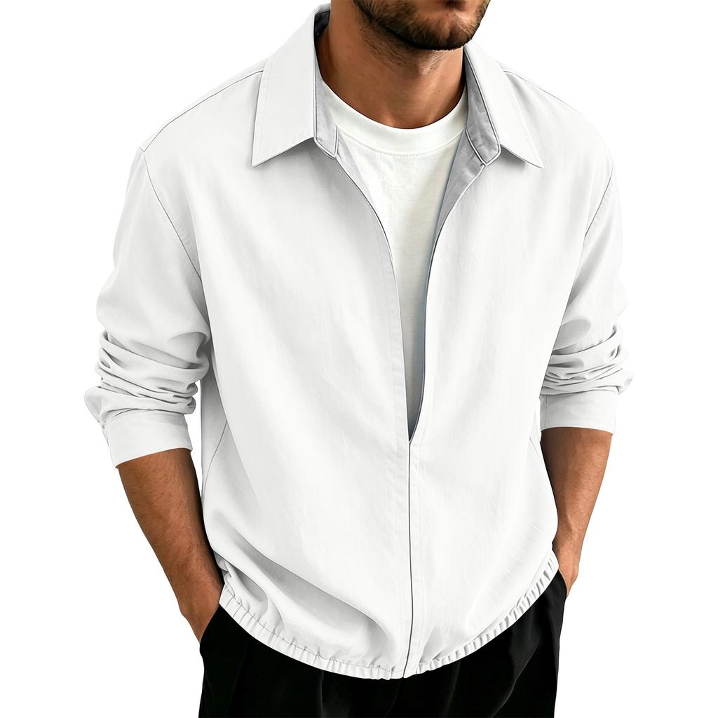 Men's Long Sleeve Pullover Shirt for Spring and Fall Casual Wear