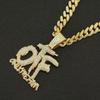 Rhinestone Letter Pendant Cuban Chain Necklace for Hip Hop Street Dance