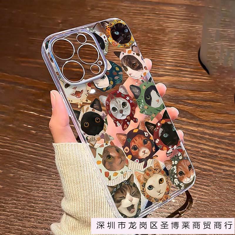 Headscarf Cat Apple 16promax Mobile Phone Case 15pro Art 14pro Creative 13 Trendy 12 Soft 11 Niche