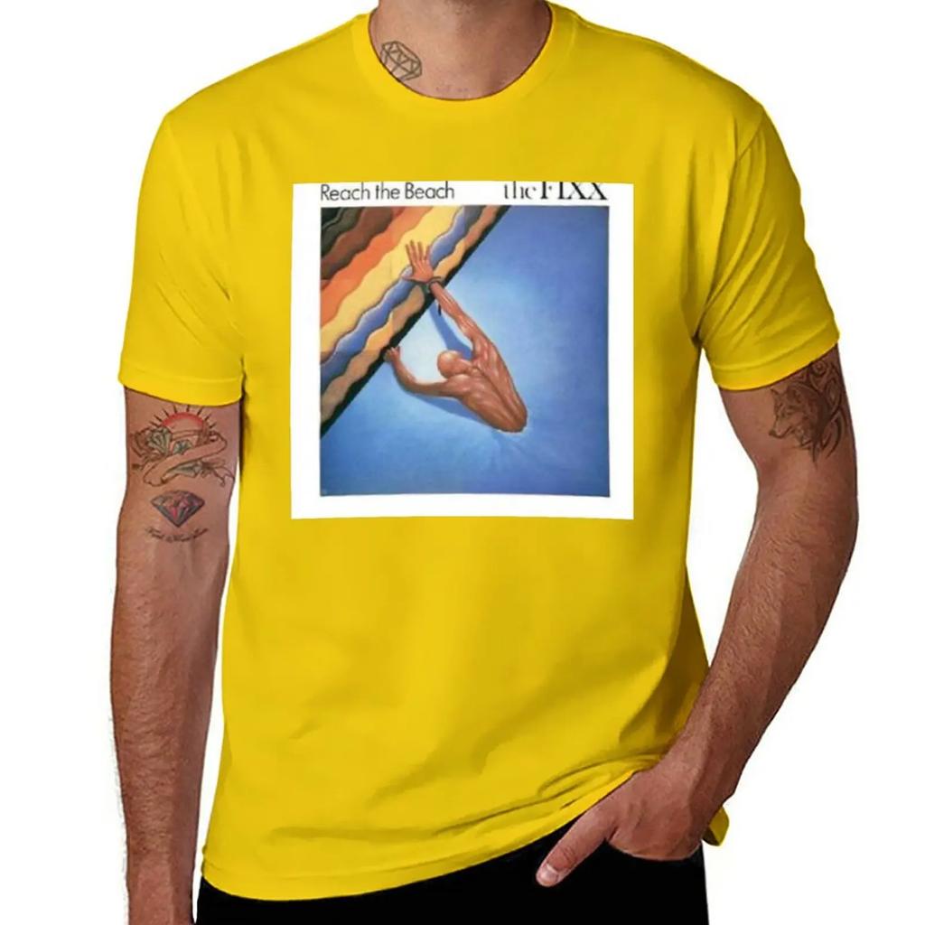 The Fixx's Reach The Beach Album (Multicolored) T-Shirt sweat Short sleeve tee oversized vintage t shirts