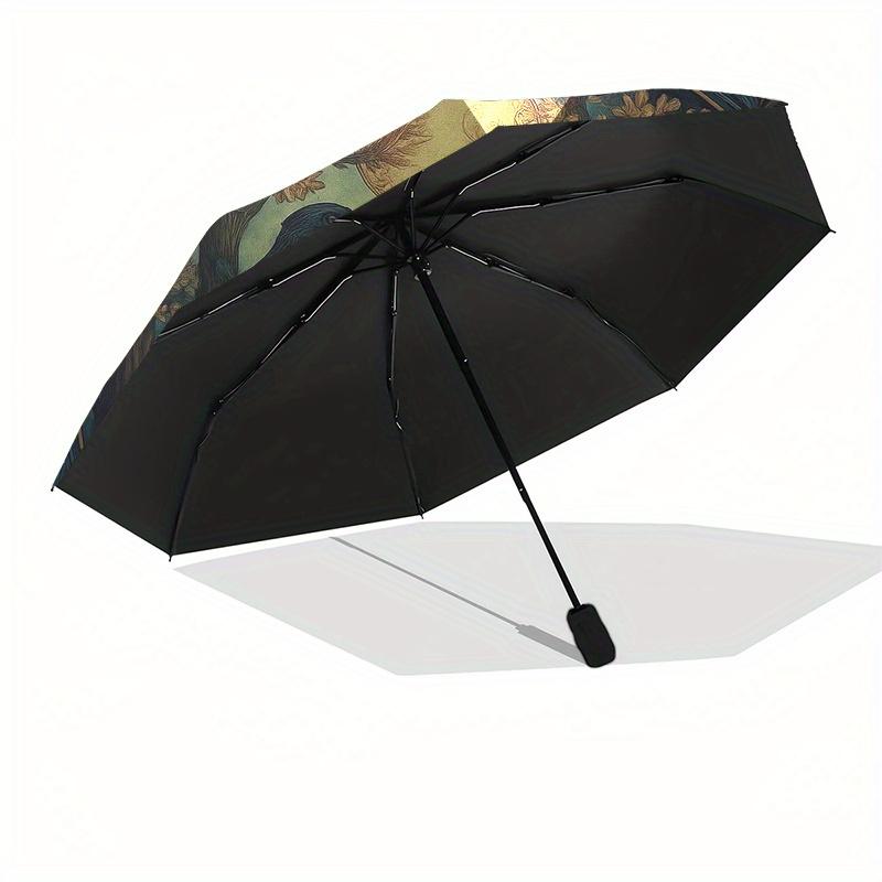 Full Moon Raven Art Print: Mystical Forest DecorUmbrella, Portable 3-Fold Compact Umbrella for Men & Women Gift