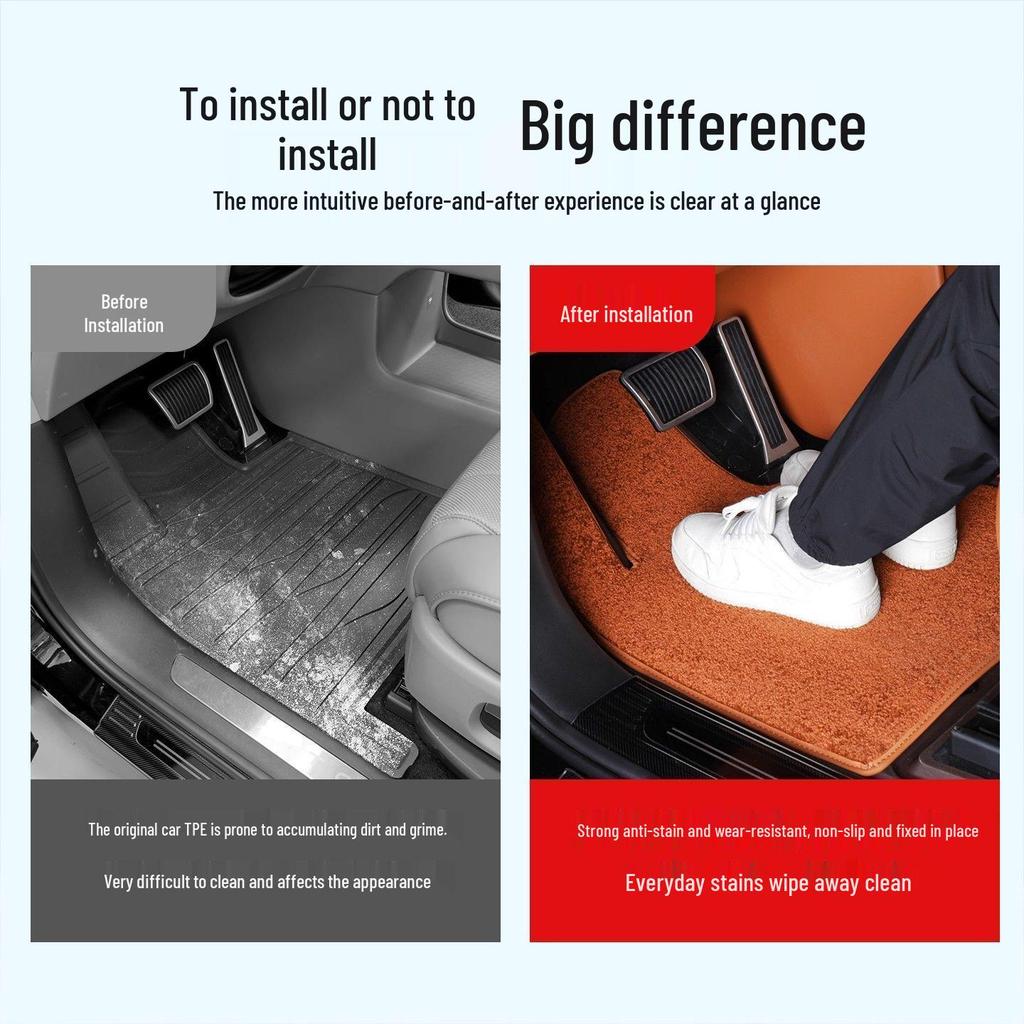 AITO M7 Floor Mats: Compatible with 26 Models, TPE Base, Cashmere-Imitation Carpet, 3D Surround Design.