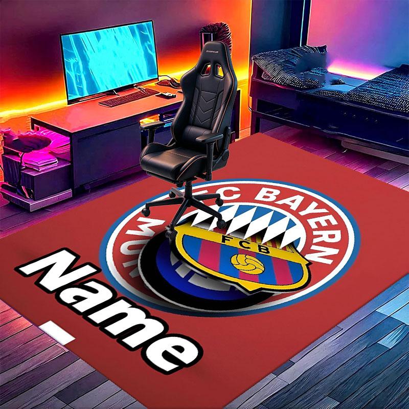 Custom Name Personalized FC Bayern Print Carpet, Versatile Home Decor Rug, for Playroom, Apartment, Balcony, Entryway, Hallway Gift