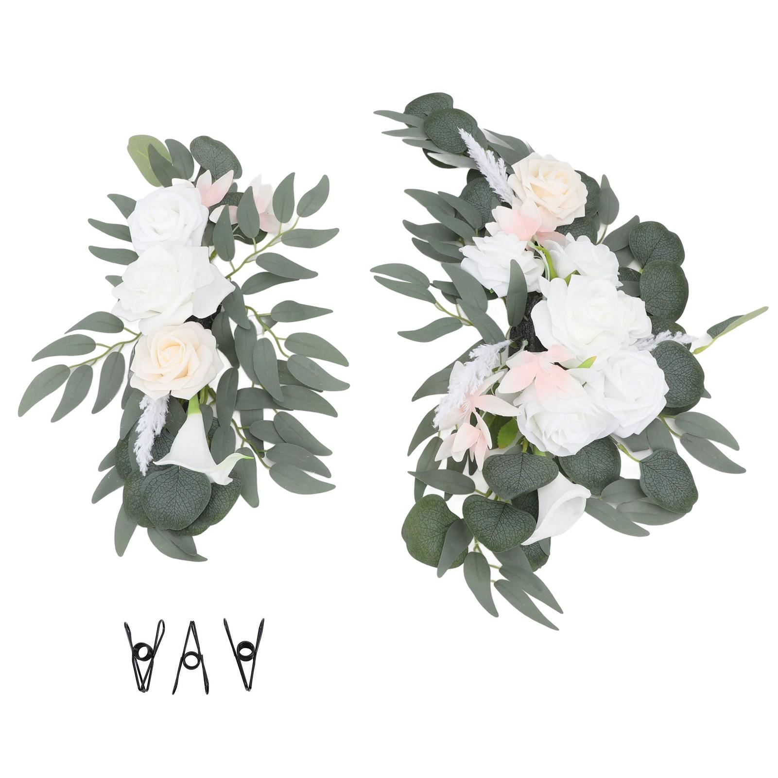 

2шт искусственные свадебные арки цветы реалистичные свадебные приветственные знаки цветочные украшения неувядаемые Exqui White