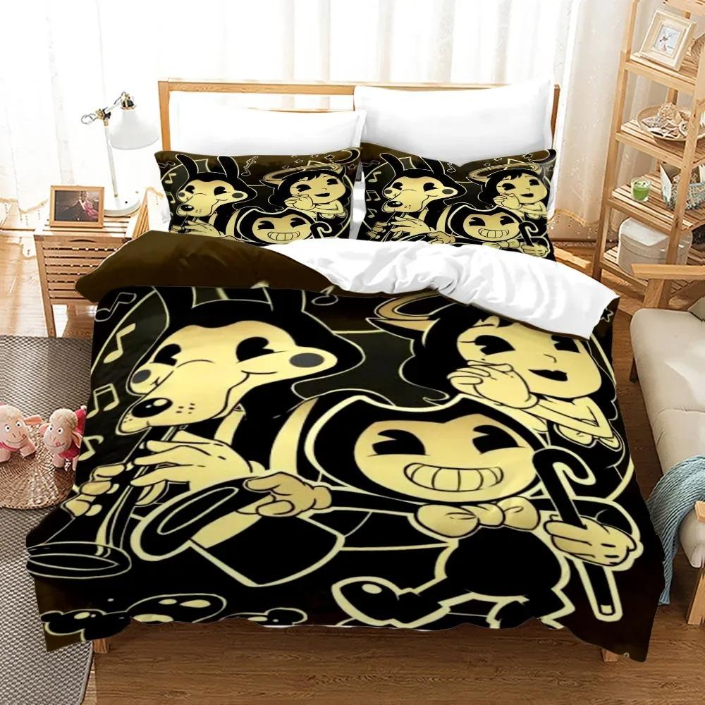 3D Printed Bendy N Ink Machine Bedding Set 3D Printed Suitable for Bedroom Duvet Cover Set With Pillowcases Kids Home Textile