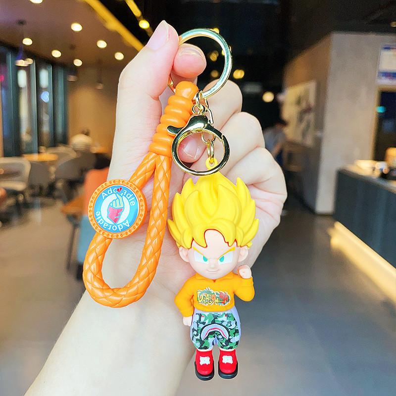 Cute Dragon Ball Anime Keychain Soft Rubber Creative Car Key Chain For Couples
