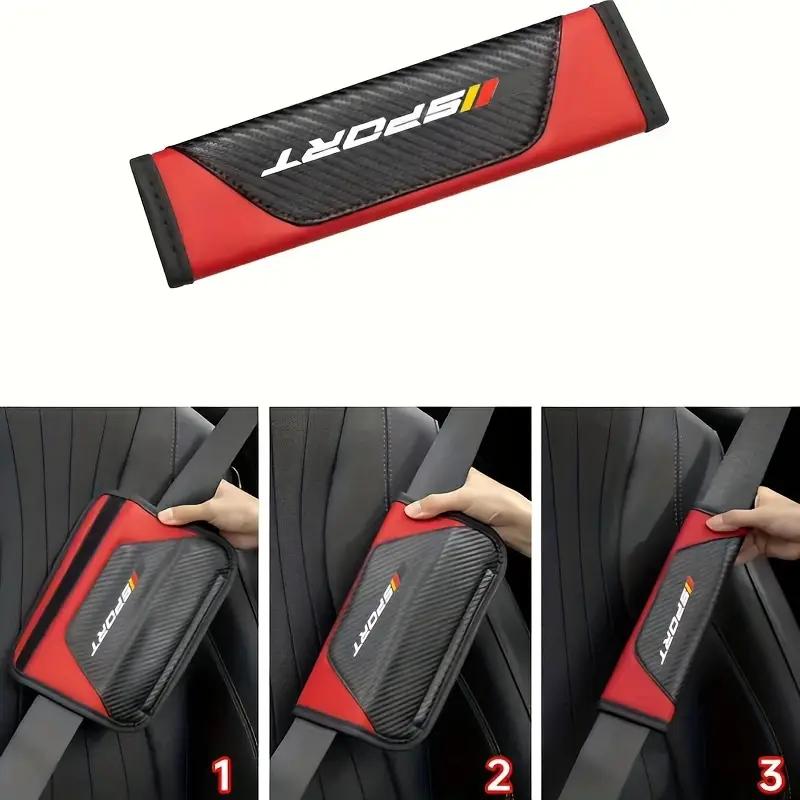 A Faux Leather Car Seat Belt Cover With Shoulder Pad - Breathable PU Leather, Suitable For All Models