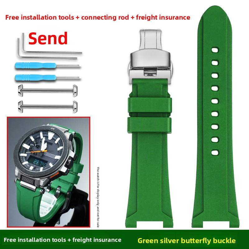 Soft FKM strap For Casio PROTREK series PRX-8000T/YT PRX-8001YT watch band Men fluororubber bracelet wristband watch Accessories