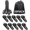 Tarp Clips Heavy Duty Lock Grip, 20 Pack Tarp Clamps Bungee Cord Clip, Fit For Tent Awnings Caravan Canopies Car Cover Swimming Pool Cover Fasteners