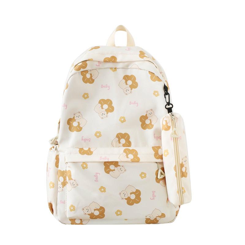 Flower Oxford Printing Backpack With Breathable Design For Students Travel Bag