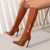 2025 Knee High Boots Women Sexy Sung Fit Tall Boots Super High Heels Shoes 6 Colours Pointed Toe Patent Leather Party Boot