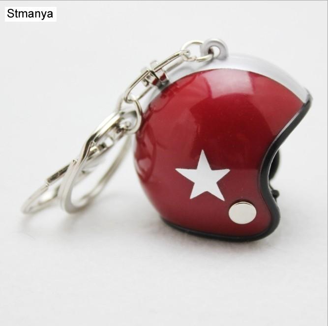 

New Men Cute Safety Helmet Car Keychains Women Bags Pendant Cartoon Motorcycle Helmets Key Rings Party Gift Jewelry темно-червоний колір